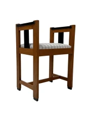 1920s Art Deco Modernist Stool by Jan Brunott, Oak & Velvet